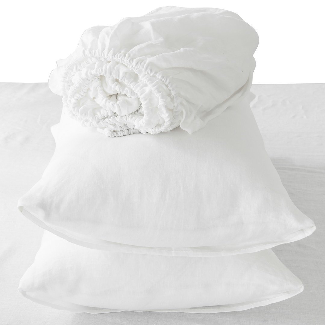 4 Pc Cal-King Bedding Set, Premium Soft White Linen Sheet Set and Pillowcases, Breathable Bedding for Cal-King Bed 4 Pc Cal-King Bedding Set, Premium Soft White Linen Sheet Set and Pillowcases, Breathable Bedding for Cal-King Bed