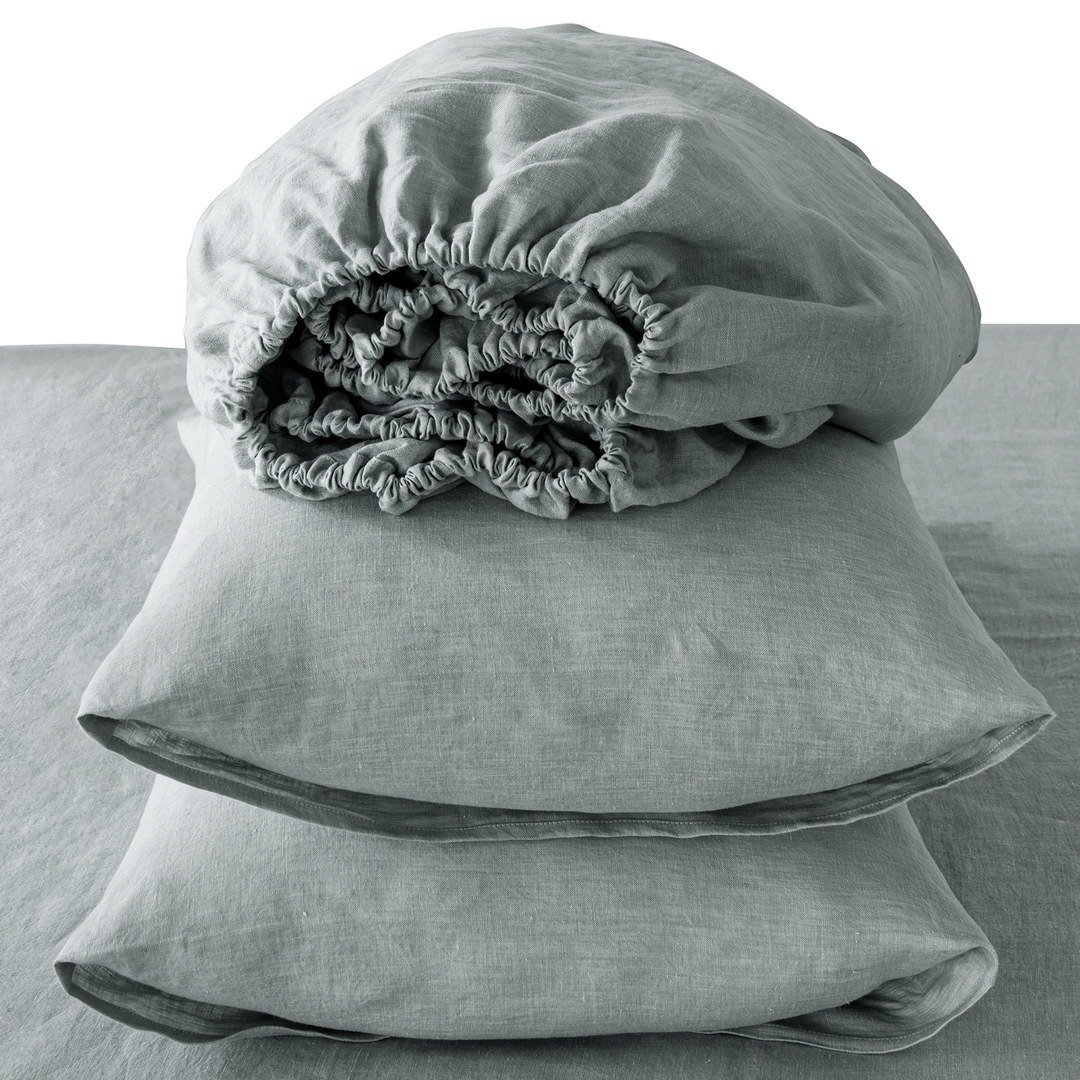 4 Pc Cal-King Bedding Set, Premium Extra Soft Sea Glass Linen Sheet Set and Pillowcases, Breathable Bedding for Cal-King Bed 4 Pc Cal-King Bedding Set, Premium Extra Soft Sea Glass Linen Sheet Set and Pillowcases, Breathable Bedding for Cal-King Bed