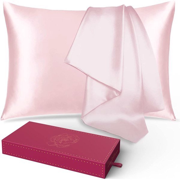 Lacette Silk Pillowcase 2 Pack for Hair and Skin, 100% Mulberry Silk, Double-Sided Silk Pillow Cases with Hidden Zipper (Light Pink, Standard Size: 20 Lacette Silk Pillowcase 2 Pack for Hair and Skin, 100% Mulberry Silk, Double-Sided Silk Pillow Cases with Hidden Zipper (Light Pink, Standard Size: 20