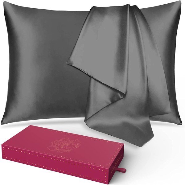 Lacette Silk Pillowcase 1 Pack for Hair and Skin, 100% Mulberry Silk, Double-Sided Silk Pillow Cases with Hidden Zipper (Deep Gray,King Size: 20" x 36 Lacette Silk Pillowcase 1 Pack for Hair and Skin, 100% Mulberry Silk, Double-Sided Silk Pillow Cases with Hidden Zipper (Deep Gray,King Size: 20" x 36